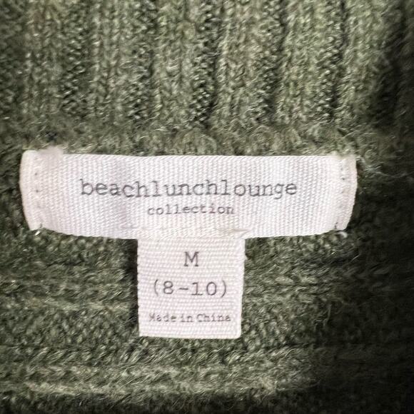 beachlunchlounge Olive Green Mock Neck Cable Knit Poncho Sweater Size M - Picture 10 of 10